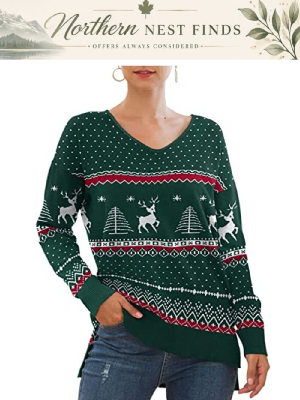 Lightweight V-Neck Pullover Sweater Long Sleeve Crew Neck Casual